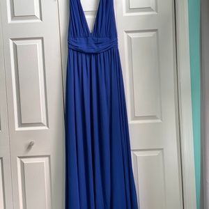Royal Blue Long V-Neck Dress - Lulu's Medium
